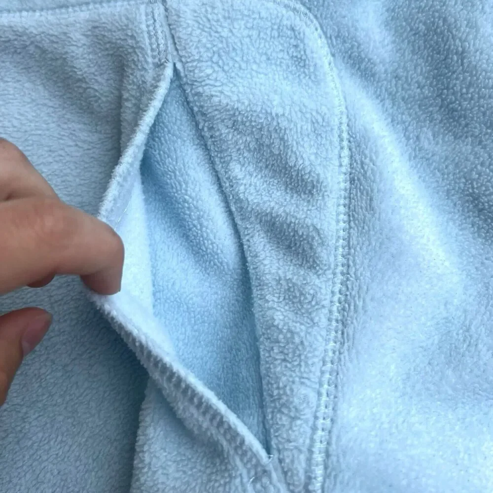 Vintage NIKE Logo Swoosh Embroidered Baby Blue LG Terry Cloth Sweatshirt Hoodie - Picture 4 of 7